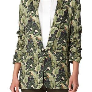 Tahari Palm Print Charmeuse Shawl Jacket/Blazer